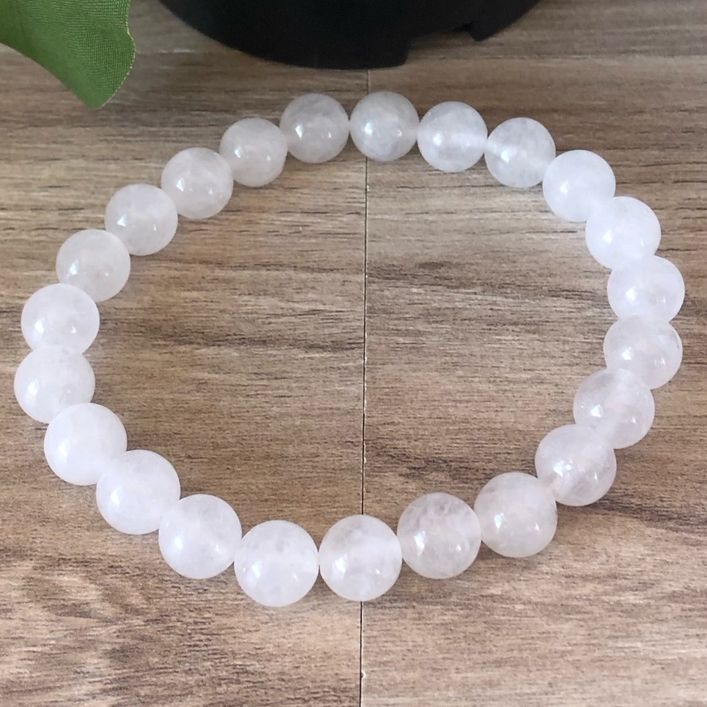 White Jade Natural Stone Beads Stretchable Bracelet 7" - 8mm Beads Best gift - Picture 3 of 3